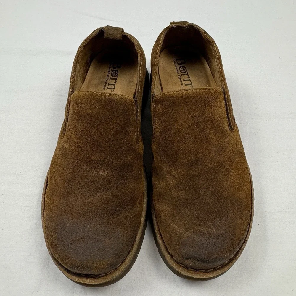 Born 8.5 Bryson Brown Distressed Suede Slip-On Casual Shoes Mens 8.5M EUC